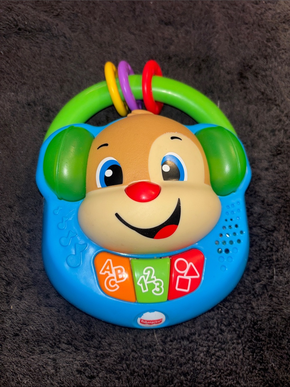 Fisher-Price Blue & Green Puppy Learning Toy with Colorful Rings
